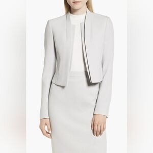 BOSS Hugo Boss Jasika Modern Crepe Crop Blazer Open Front Suit Jacket Size 10